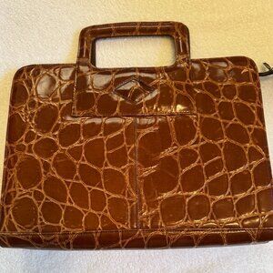 Vintage Caramel Alligator Leather Breifcase Bag